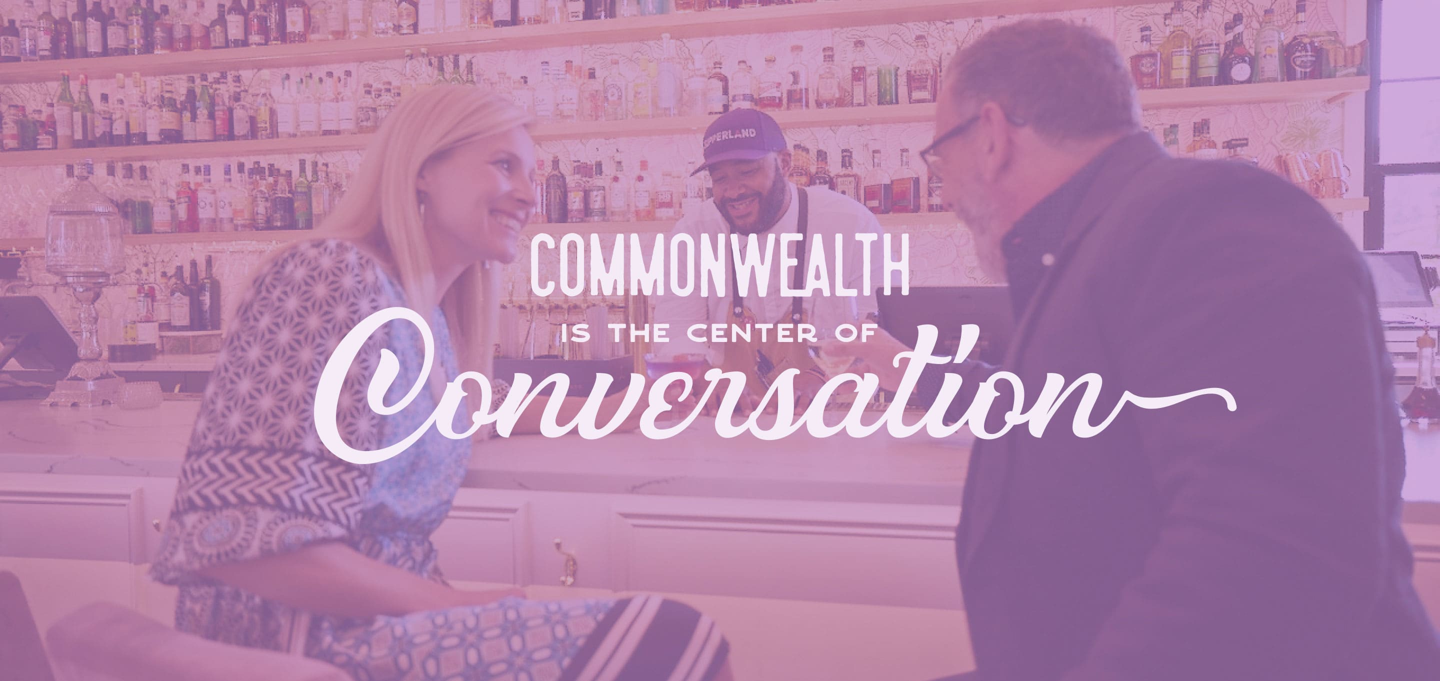 Promo for Commonwealth that says Commonwealth is the center of conversation