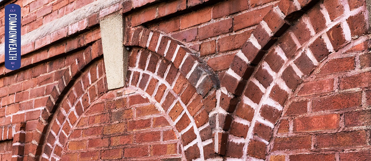 Brick wall with circular pattern