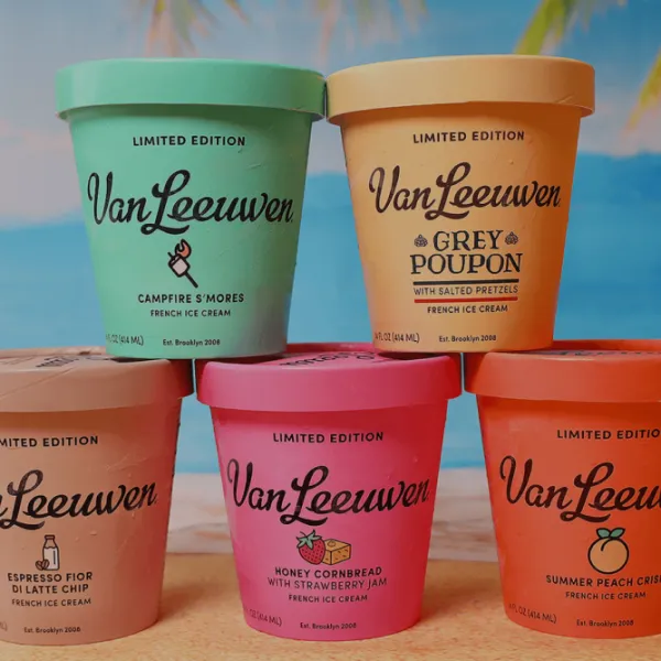 Colorful assortment of Van Leeuwen limited edition ice cream pints in unique seasonal flavors